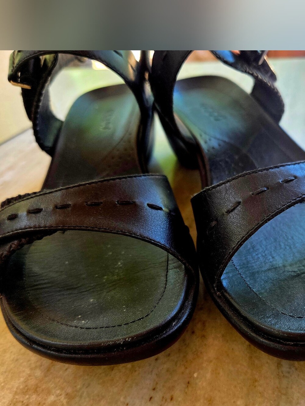 ECCO Casual Uno Black Leather Comfort Sandals Size 36 (US 5.5-6) - Picture 5 of 9
